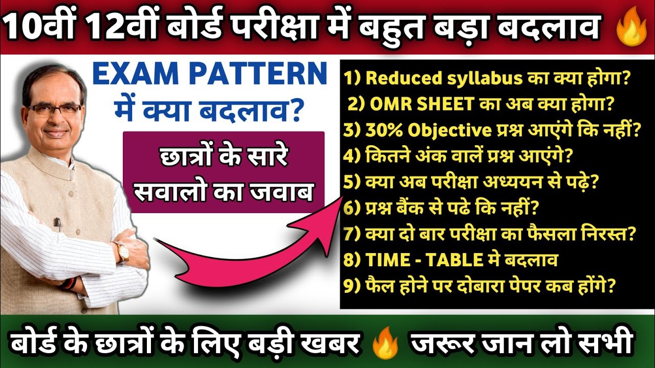 Mp Board Class 10th 12th Exam 2021 Exam Pattern&zwnj; से क्या क्या बदलाव | पूरी जानकारी
