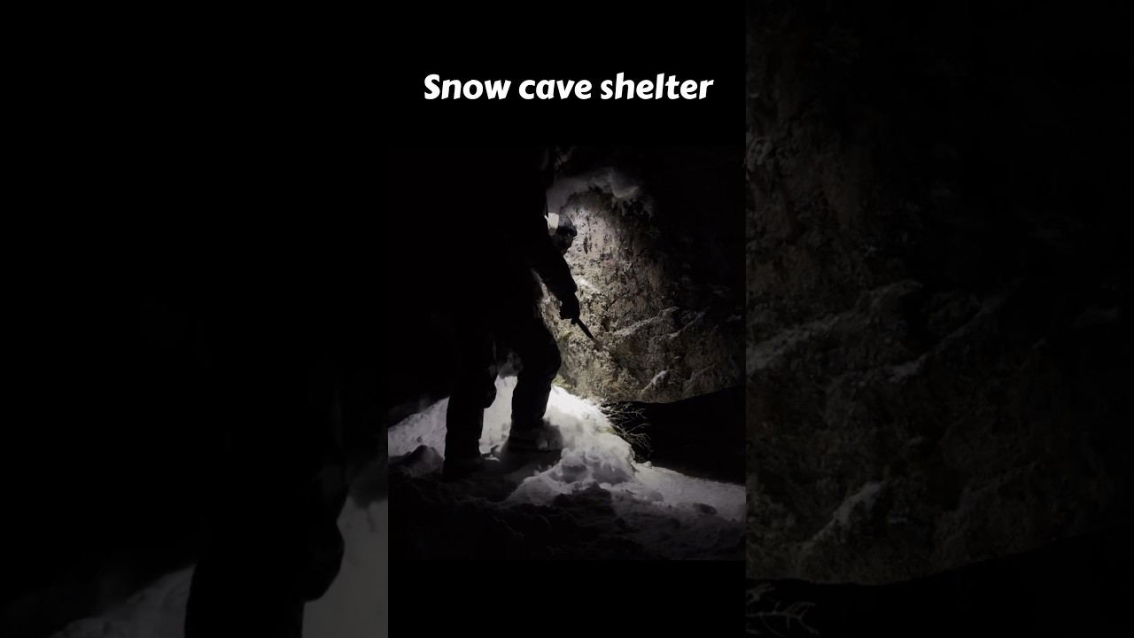 Building a snow cave shelter on the frozen lake. Winter camping in natural shelter ❄️🏕️