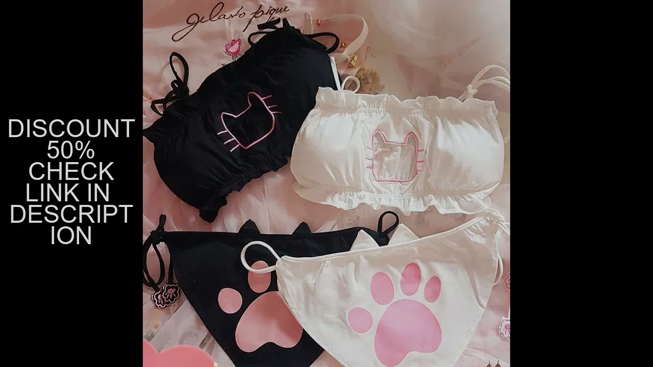 Japanese Anime Cat Girl Cosplay Bra Panties Set Women Sexy Lingerie Underwear Intimates Kawaii Lolit