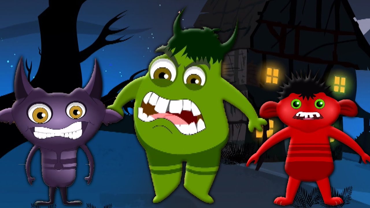 ห้า มอนสเตอร์น้อย | เนอสเซอรี่เพลง | น่ากลัวคล้องจอง | Halloween SongFor Kids | Five Little Monsters