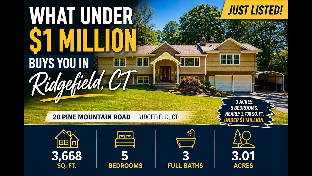 Ridgefield CT Home for Sale | 5 Bedrooms on 3 Acres Under $1M | 20 Pine Mountain Road