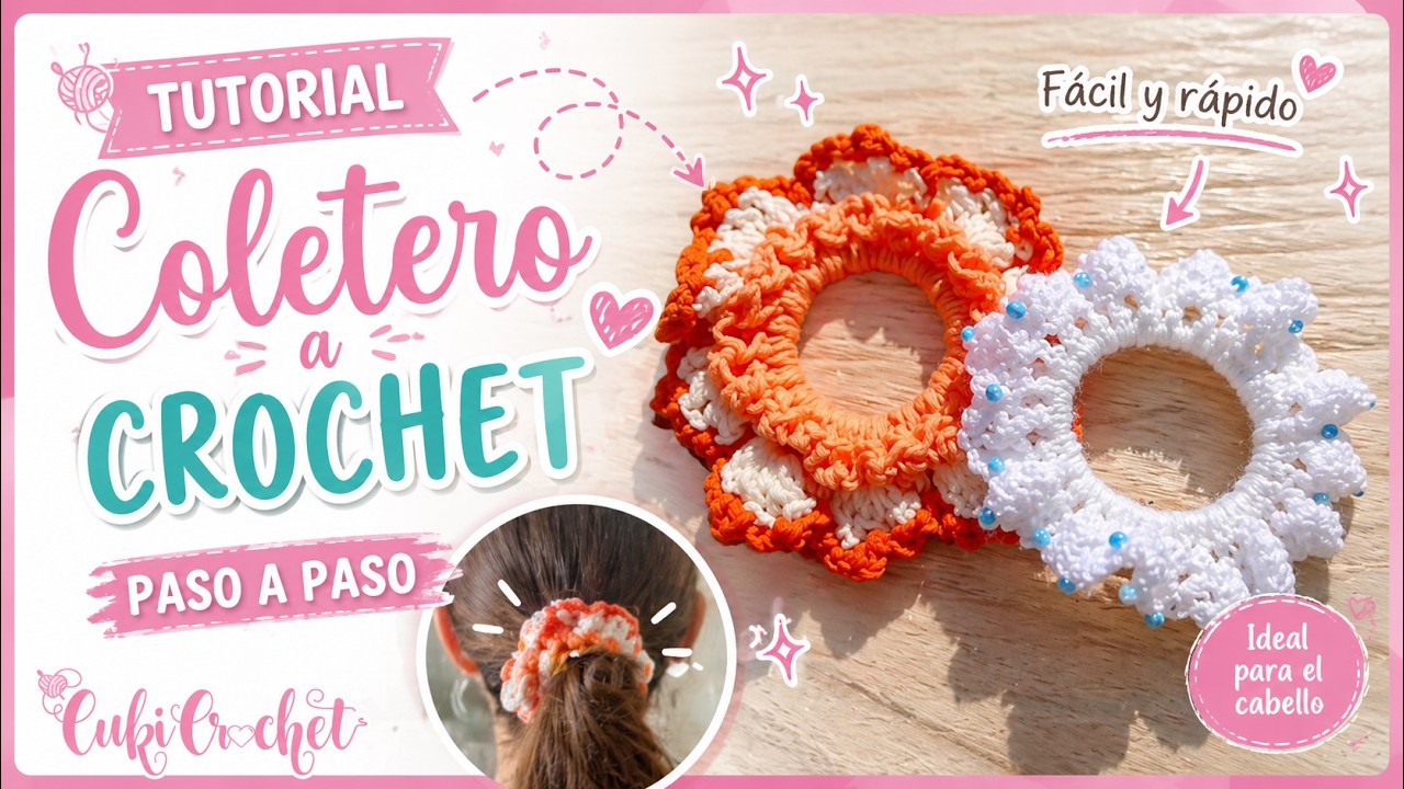 COLETERO /CINTA PELO DECORADA, PASO A PASO EN CROCHET / GANCHILLO. PARA DIESTROS.