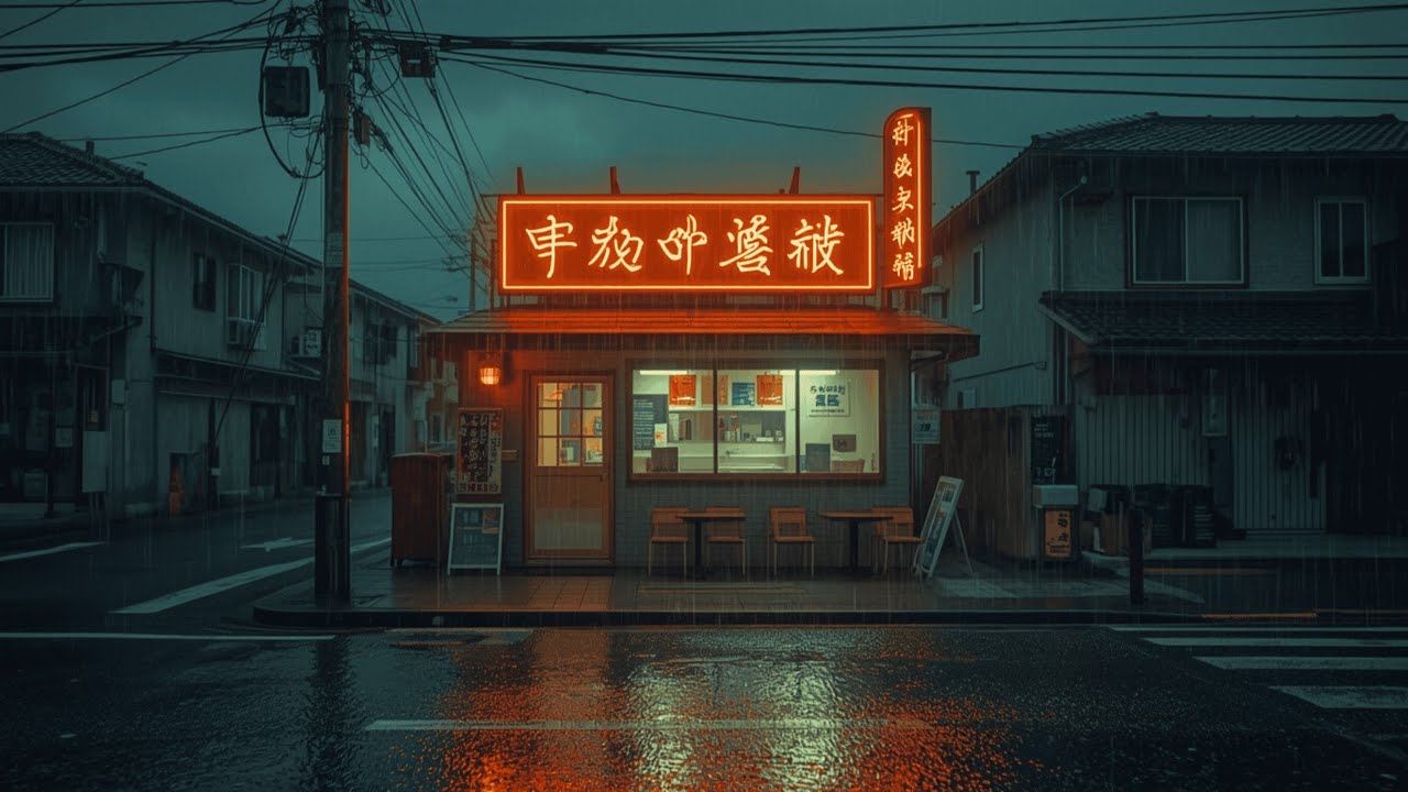 Cozy Lofi Ramen Shop in the Rain | Japan Night Live