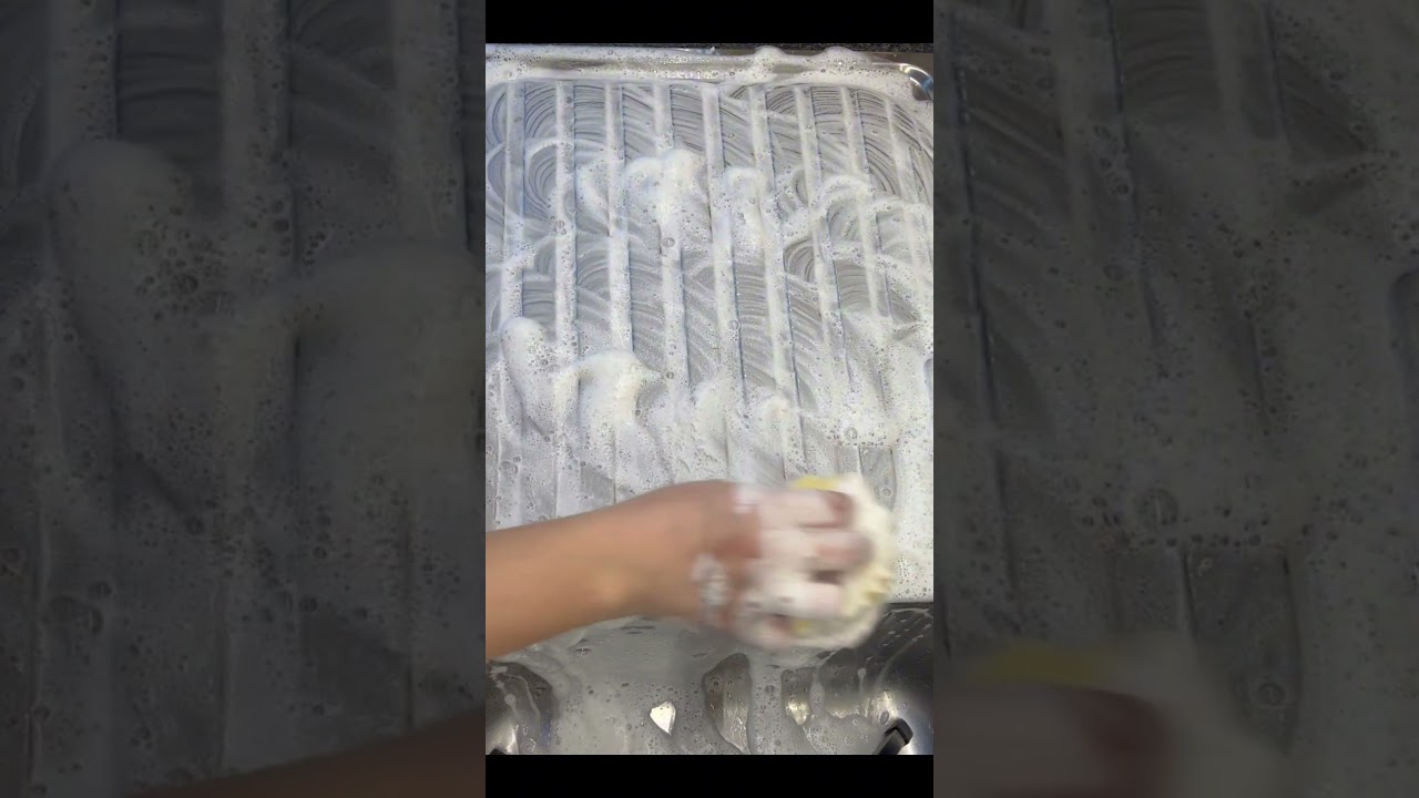 Kitchen sink scrub using power and cream cleaner! #cleantok #scrubbingsounds #cleaning #cleaningasmr