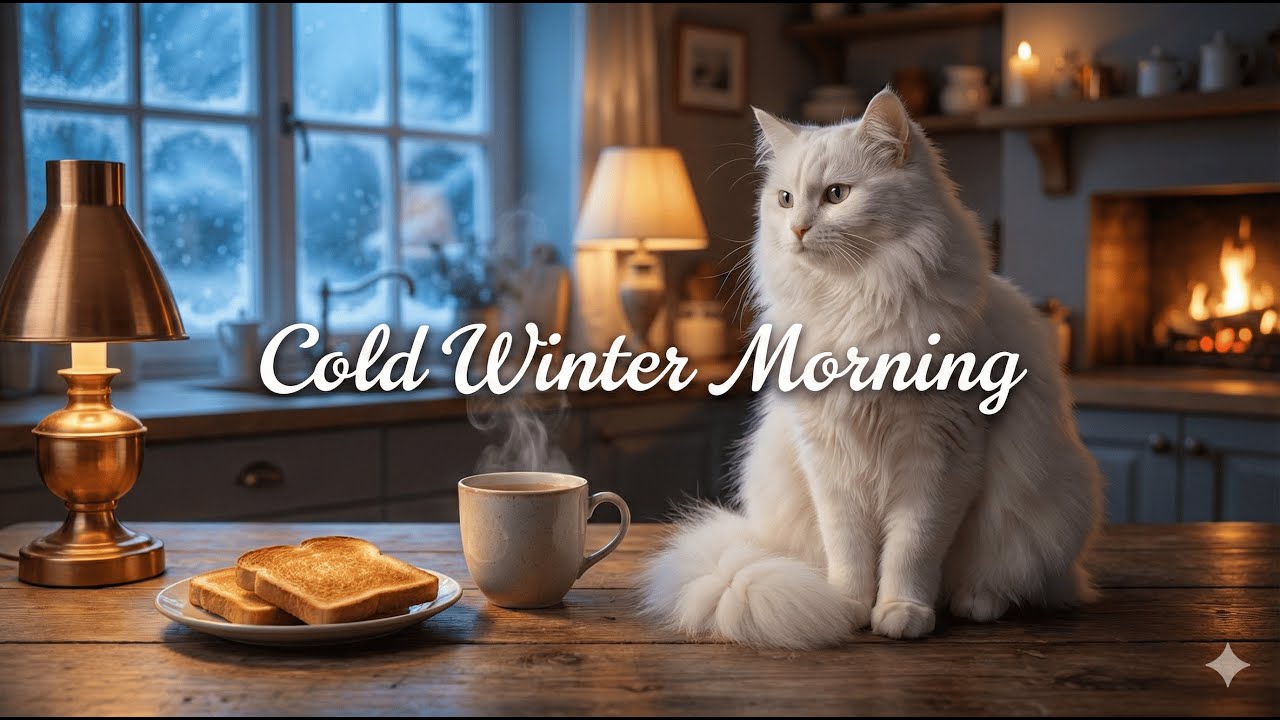 Cozy Winter Morning with AI Cat ☀️ | Toast & Calm Background Music