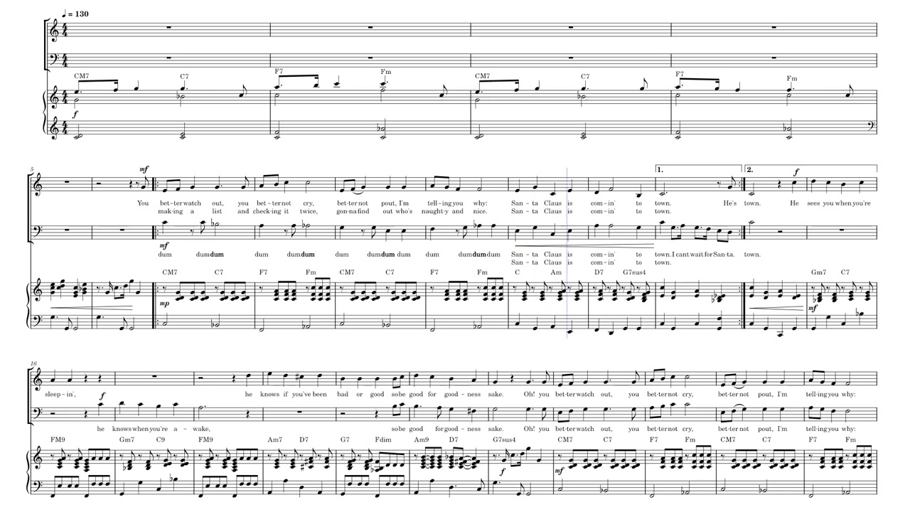 Santa Claus Is Coming To Town - Soprano Tenor Arrangement