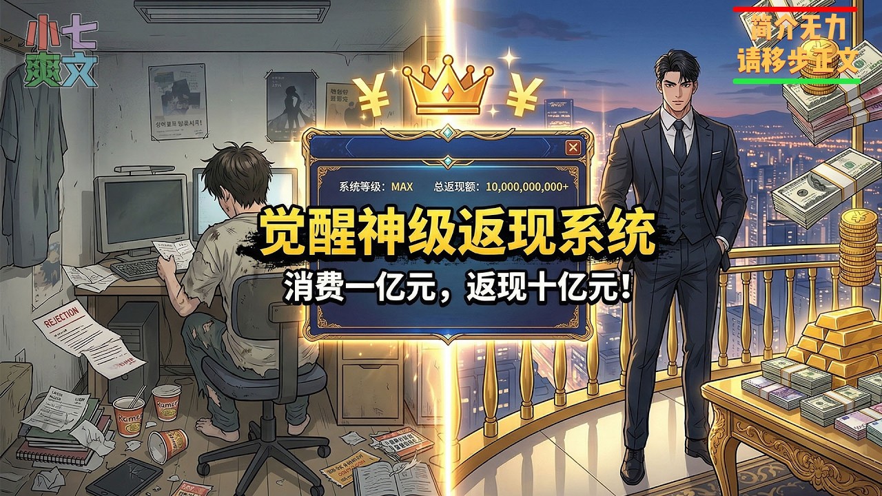 我这个穷小子觉醒神级返现系统，开局强制花光一个亿，结果钱越花越多，顶级大佬见我都得跪下！#神豪返现 #都市爽文 #打脸逆袭 #一口气看完 #小七爽文 #系统小说 #逆天改命 #财富自由 #神豪系统