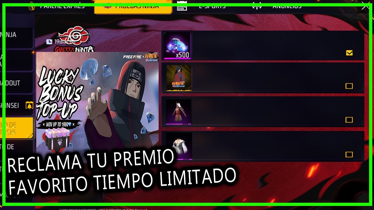 Rapido BONUS de diamantes Gratis Naruto Capitulo 2 en Free Fire y la verdad del Samurai Zombie ff