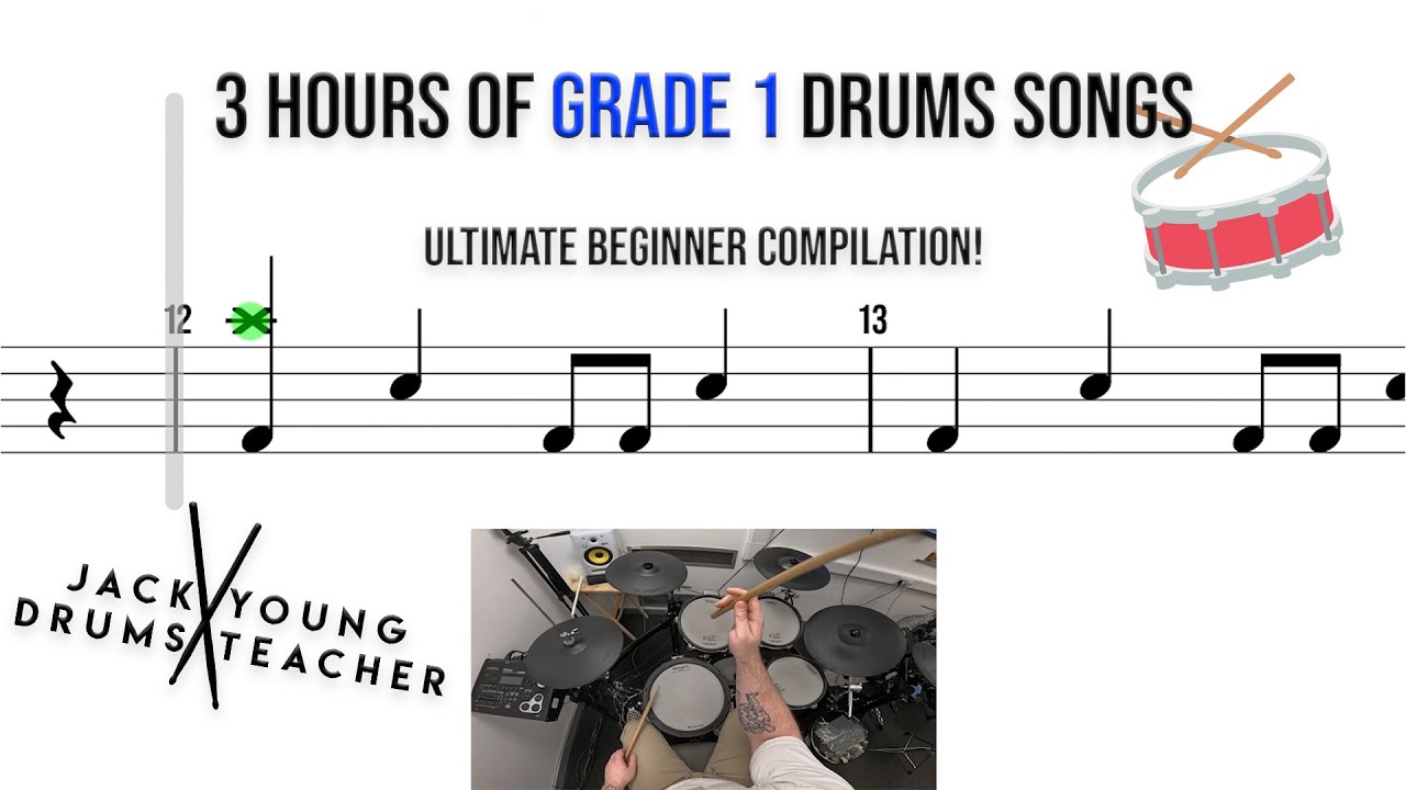 🥁 3 Hours of Grade 1 Drums Songs – Ultimate Beginner Compilation!