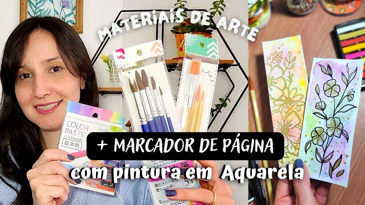 Materiais de arte + Ideia de Marcador de P&aacute;gina com Aquarela
