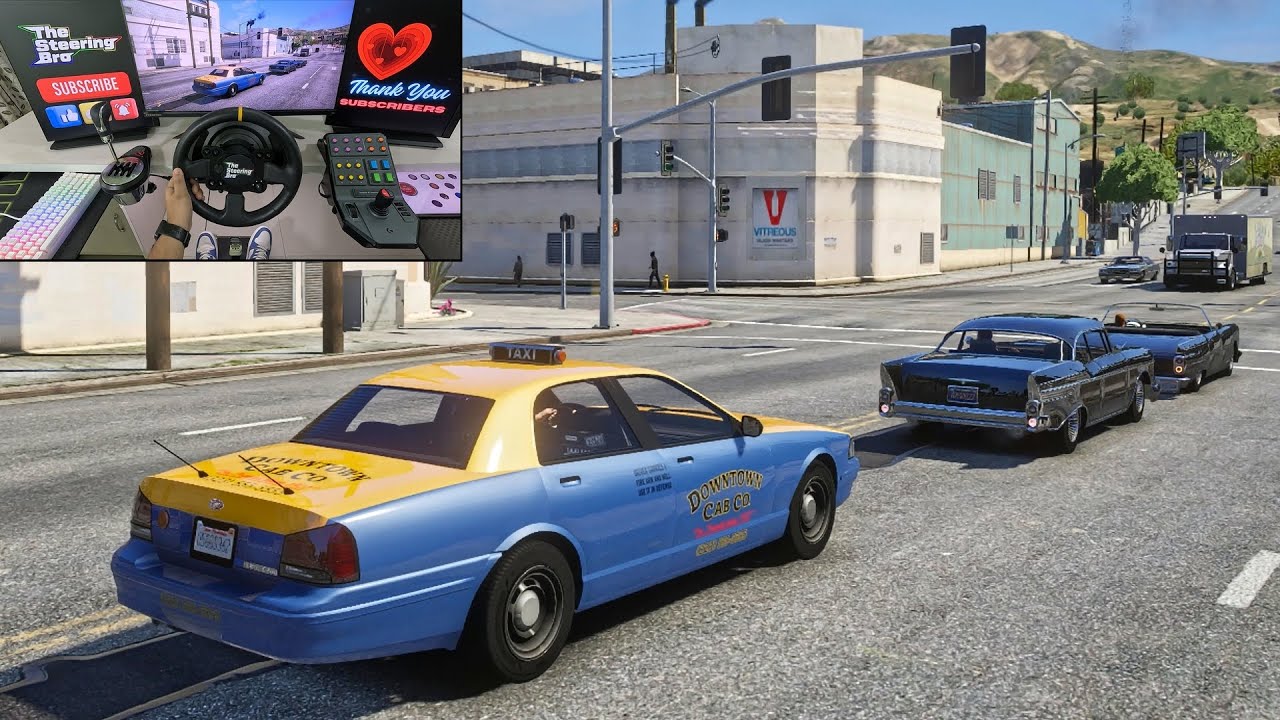 GTA 5 - Working as a TAXI Driver | Steering Wheel Gameplay