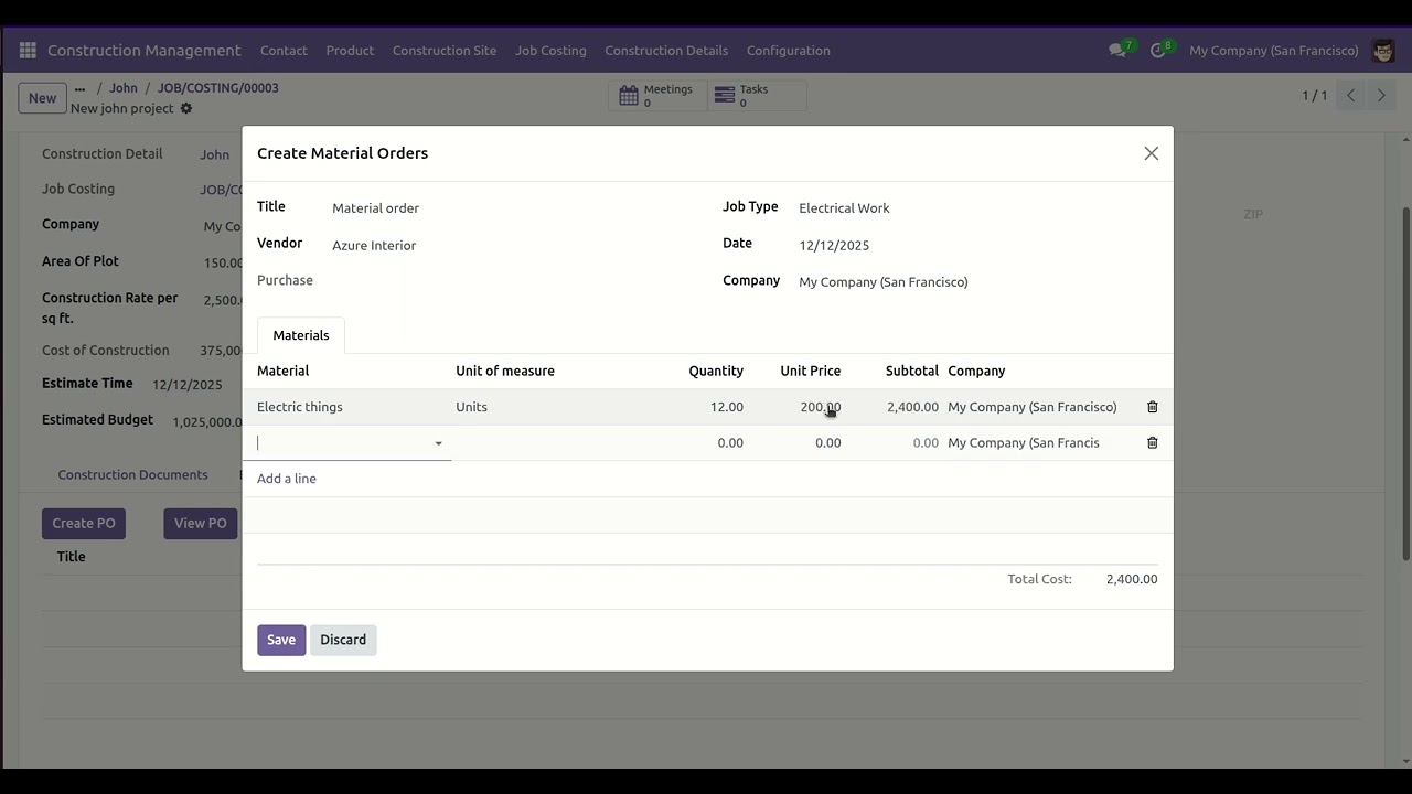 Construction Management System - Advance Odoo