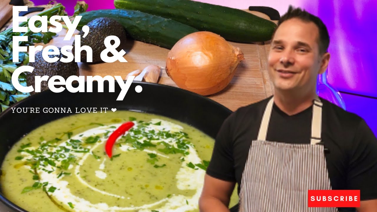 Cucumber Soup with Avocado complete step-by-step process Garden Fresh easy to make.