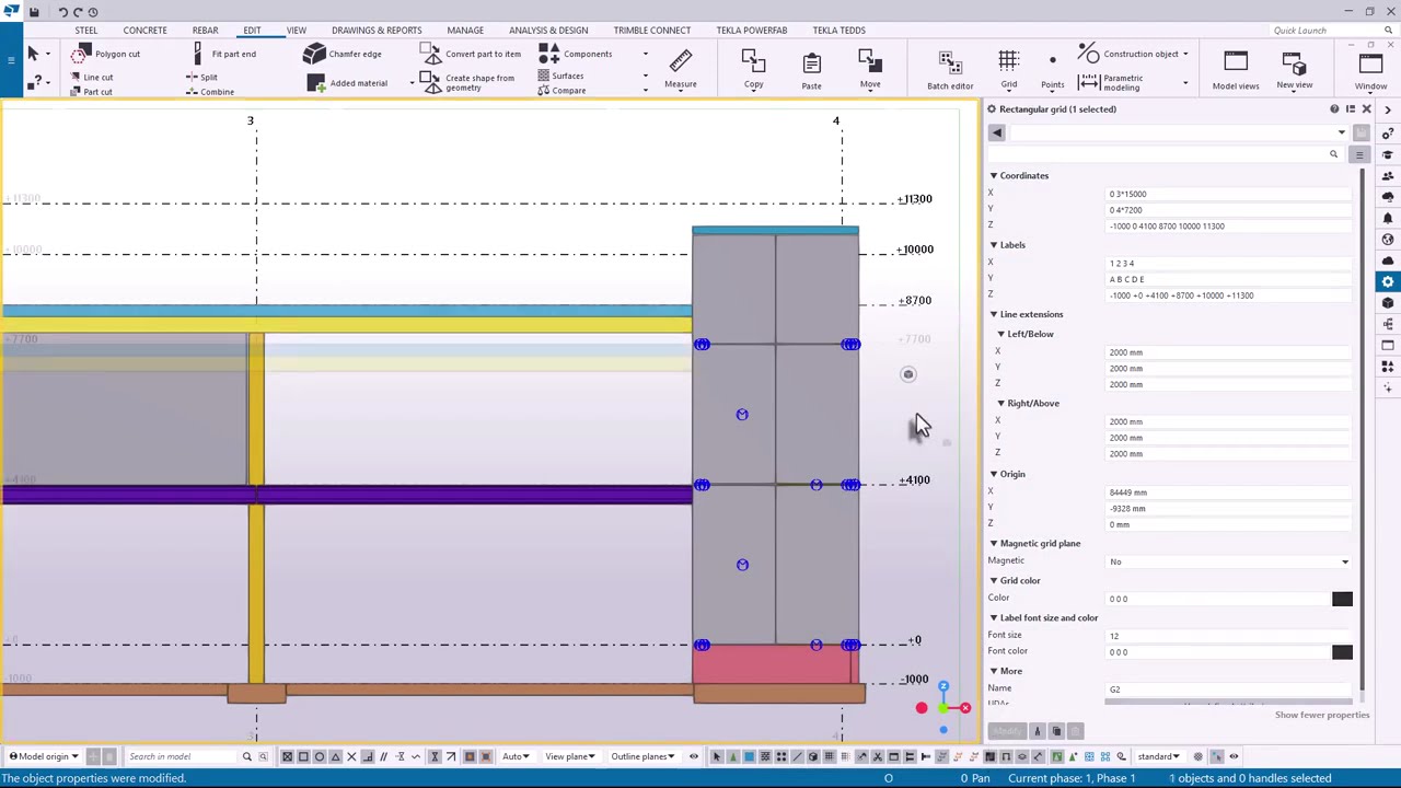 [Tekla Structures 2026] Bind parts to grid levels