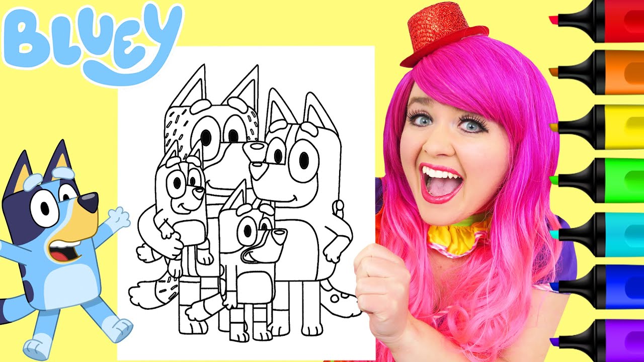 Coloring Bluey & Family | Markers