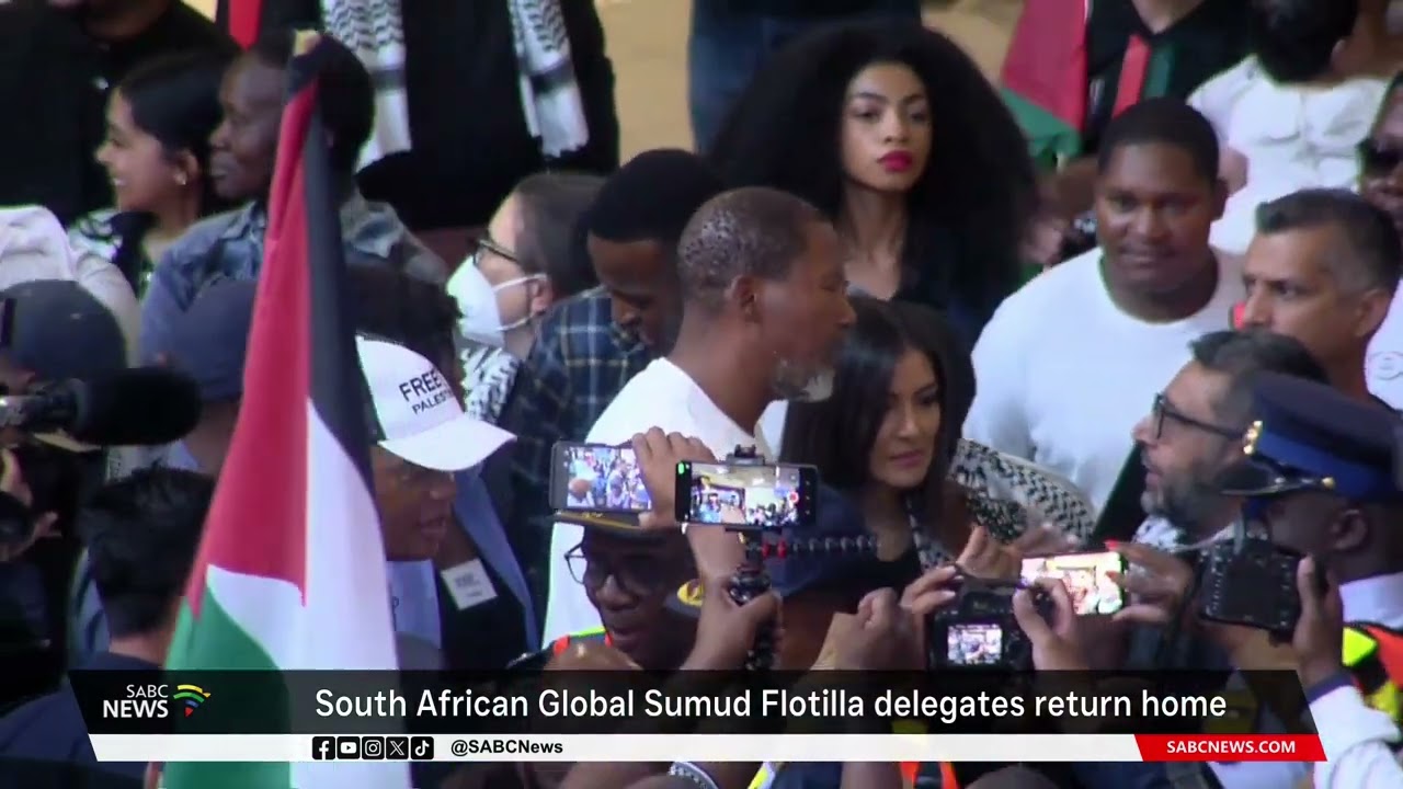 South African Global Sumud Flotilla activists arrive at O.R Tambo airport