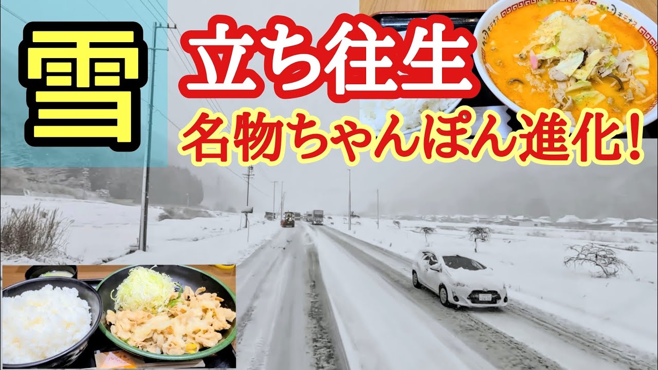 【長距離トラック】雪の峠。立ち往生発生…名物ちゃんぽんが旨辛進化！【黒丸PA上】【Japanese food】
