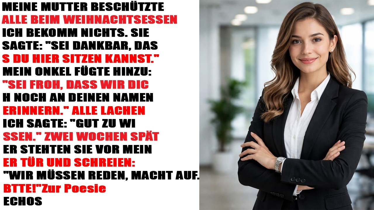 Meine Mutter schenkte allen zu Weihnachten – nur mir nicht. Zwei Wochen später bettelten sie…