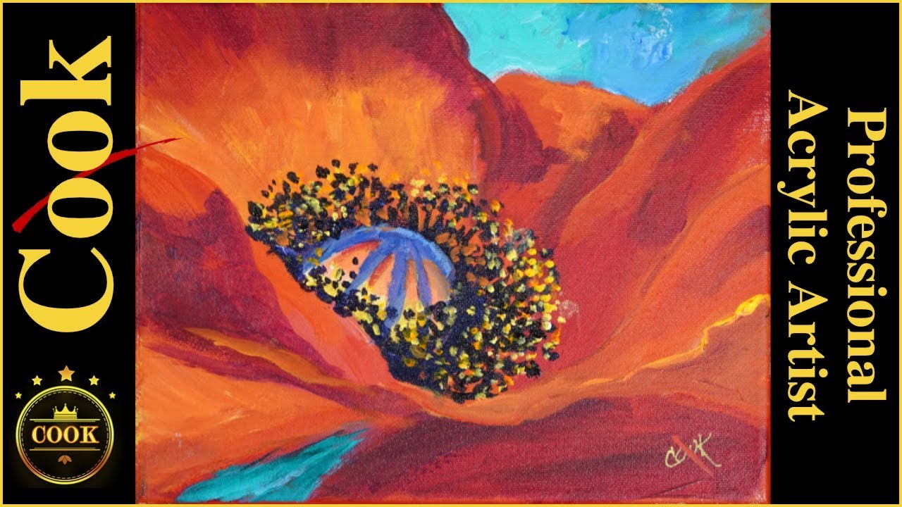 Giant Poppy Acrylic Painting Tutorial for Beginner and Advanced Artists with Ginger Cook