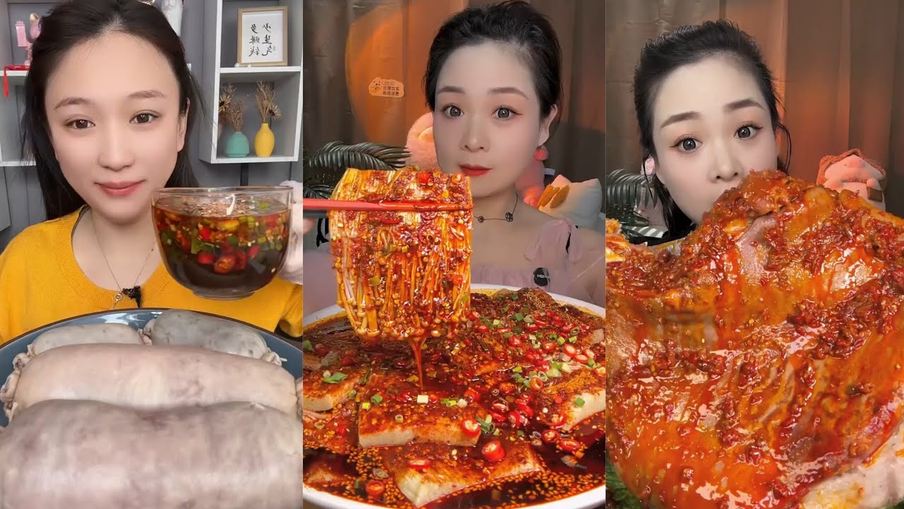 Giant Spicy Pork Belly & Enoki Mushrooms Mukbang @DogoLivee 