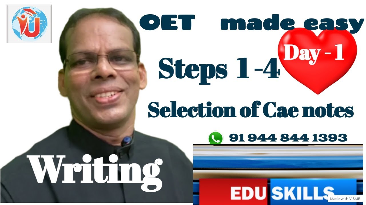 Edu Skills: Selection of Case notes; Steps 1-4: Jake Thompson: Writing Made Easy: Fall Love with OET