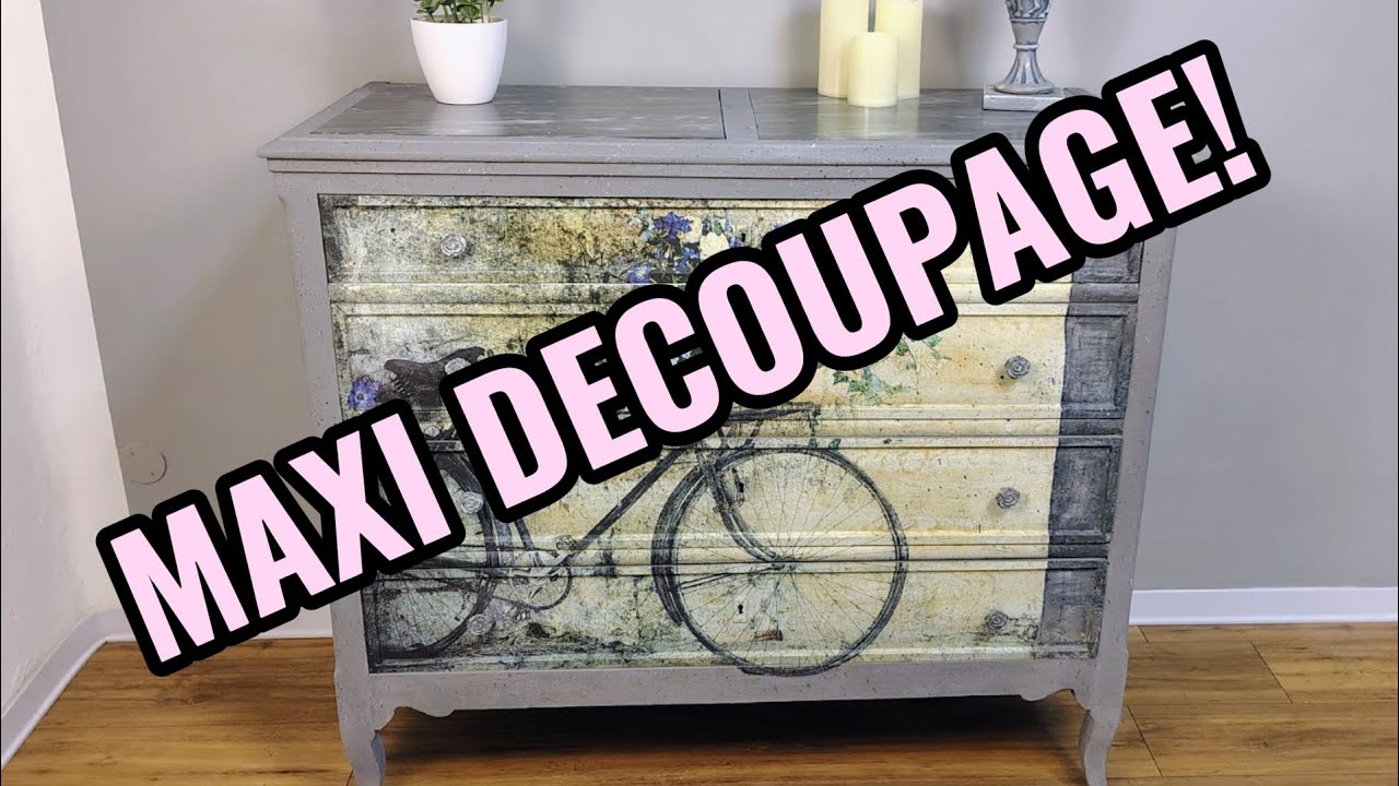 Restyling a 1930s dresser with Maxi Decoupage and a Textured Technique ⚜️