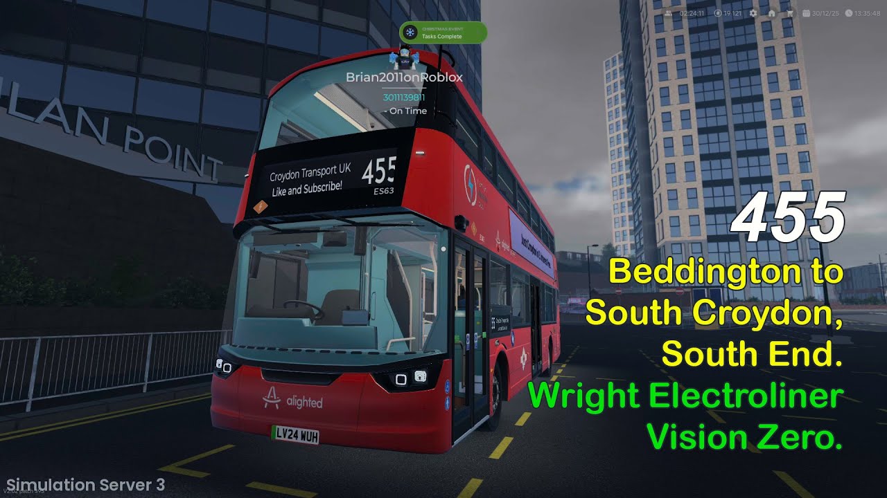 Roblox Croydon London Bus Simulator POV Route 455