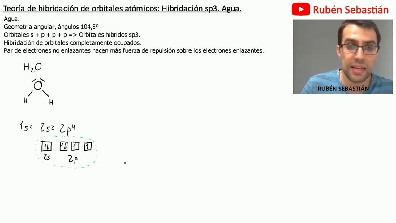 Hibridación sp3. Agua. Hibridación de orbitales atómicos.