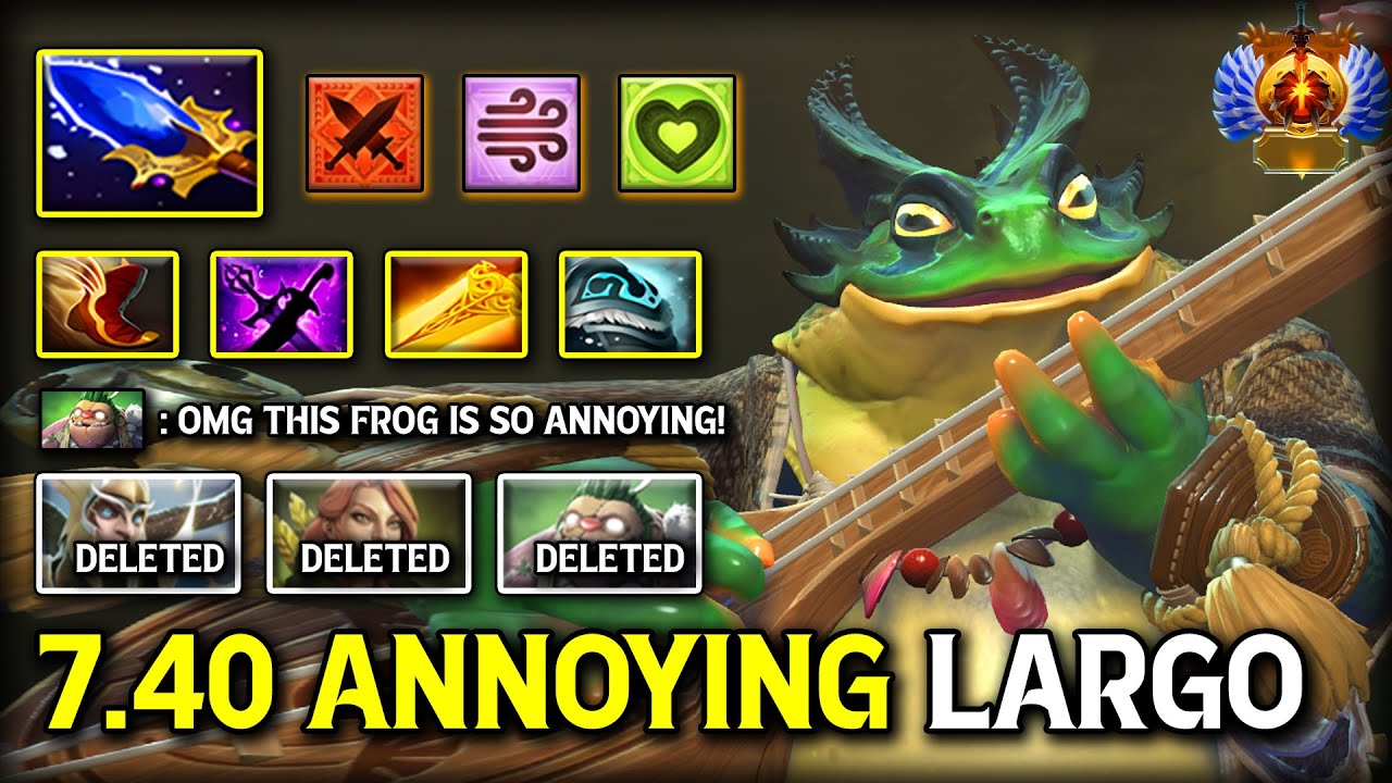 7.40 ANNOYING BUFF MID LARGO | Aghs Scepter + Radiance Build | Non-stop Strum the Guitar Dota 2