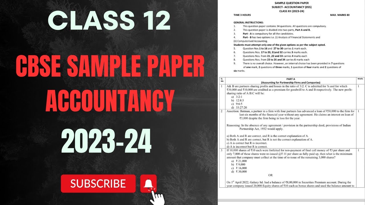 CBSE 2023-2024 CLASS 12 ACCOUNTS SAMPLE PAPER | Best Explanation Ever 🔥Solved by Manan Malik