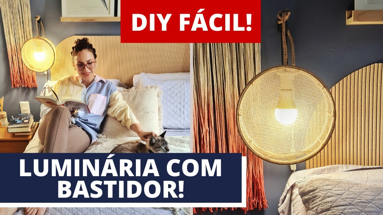 DIY FÁCIL | Luminária com bastidor e talagarça!