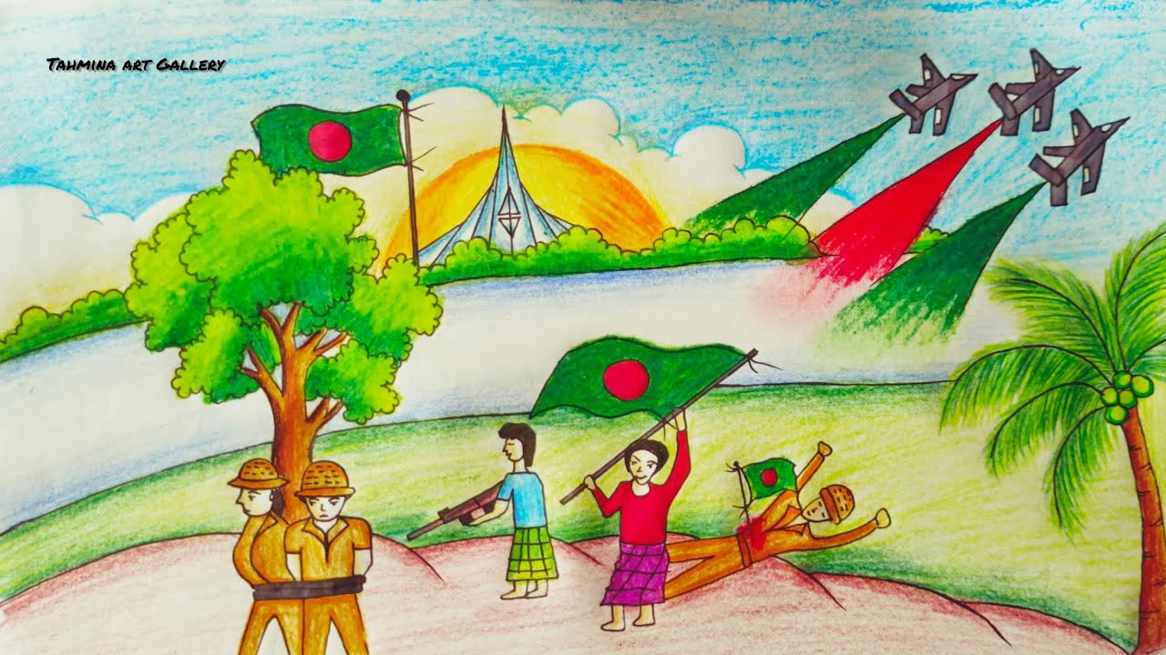 How to draw Victory Day scenery of 16 December 1971 || Bangladesh History ( Drawing Video)||
