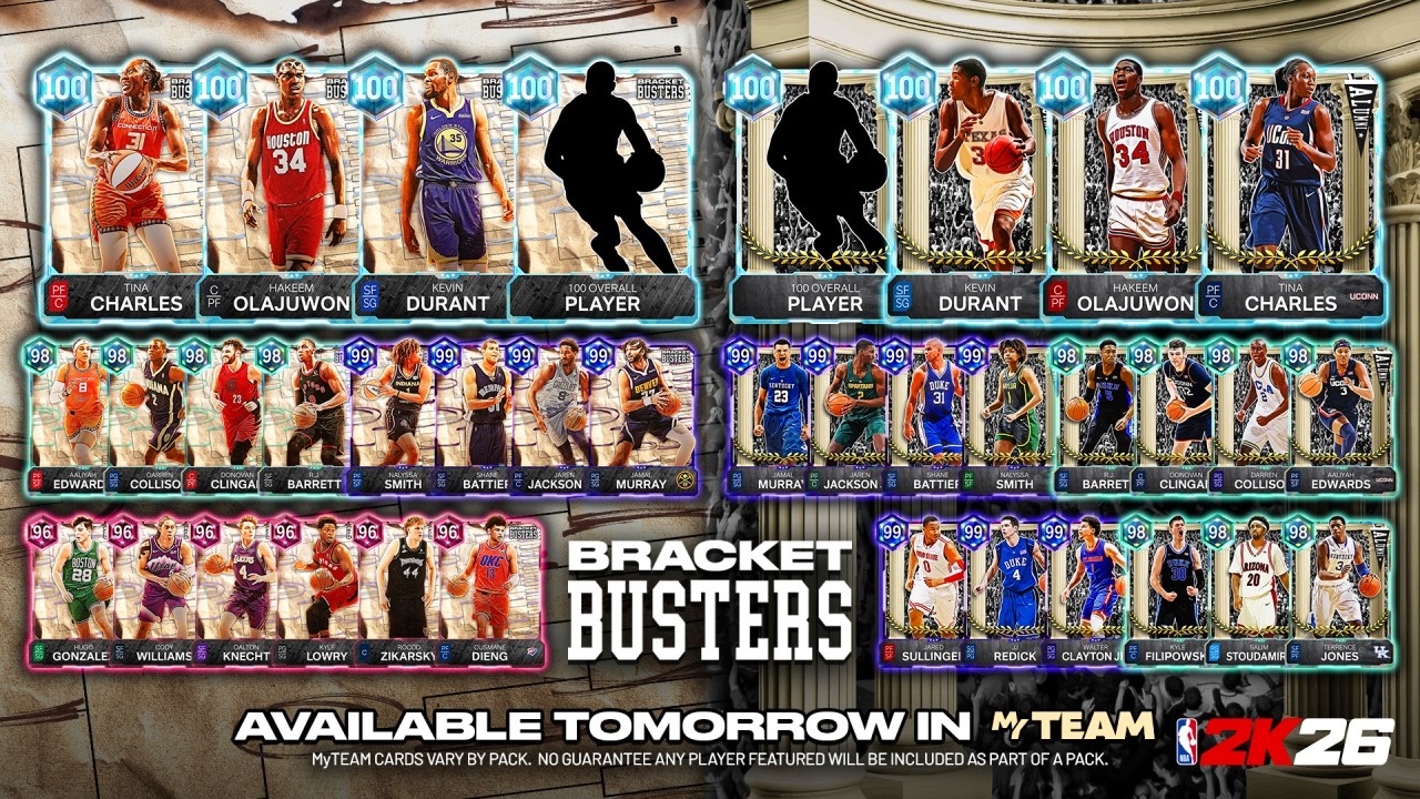 MJ и KD с рейтингом 100, DM JJJ появятся завтра в наборе CRAZY BRACKET BUSTERS! NBA 2K26 MYTEAM