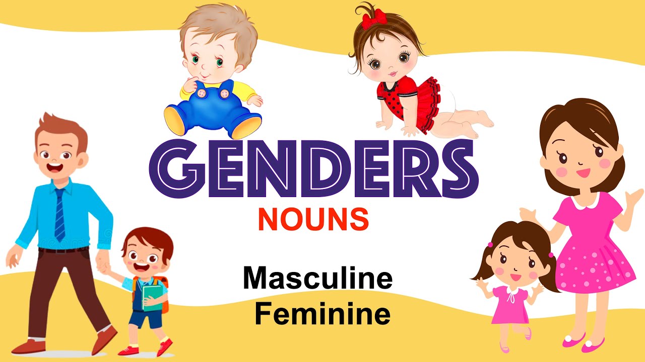 GENDERS |  English Grammar| Nouns- Grade 1 & 2 | Learn Masculine & Feminine Genders with Pictures