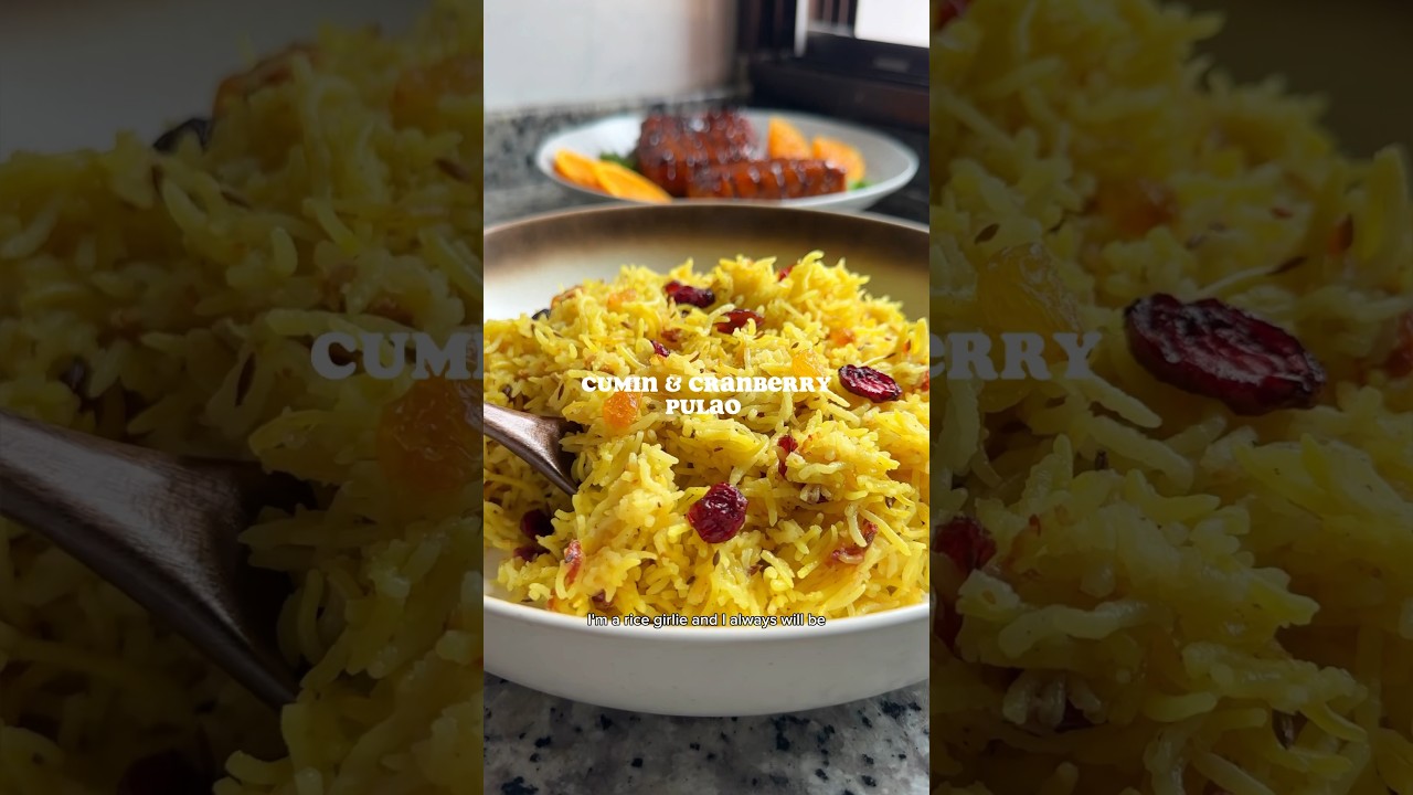 CUMIN & CRANBERRY PULAO for the holiday season💝 #recipes #holidayrecipes #vegan #veganrecipes