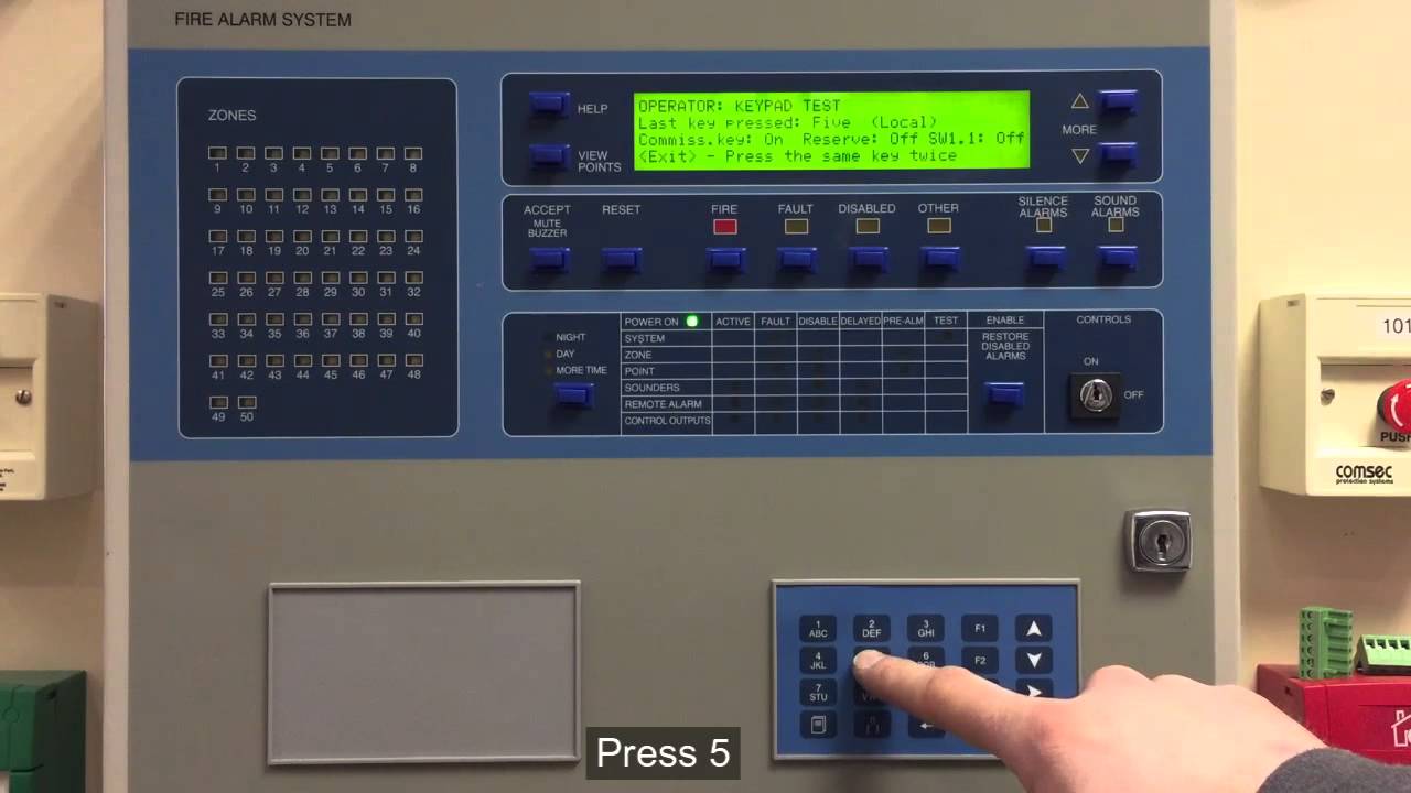 Ziton ZP3 Fire Alarm Control Panel. How to perform a button test.