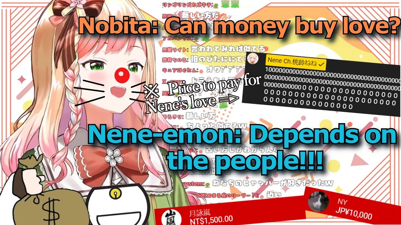 Momosuzu Nene becomes Dark Doraemon and plays a skit about love and money. (hololive/eng sub)