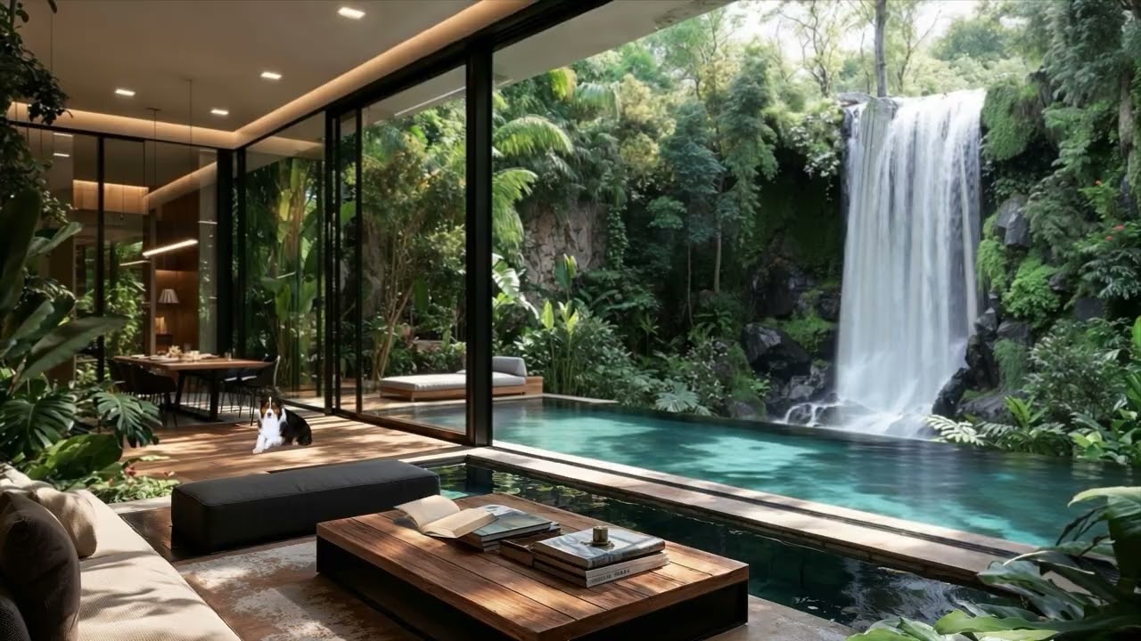 Forest View Jazz Living Room | Calm Jazz Music & Nature Sounds for Focus & Studying