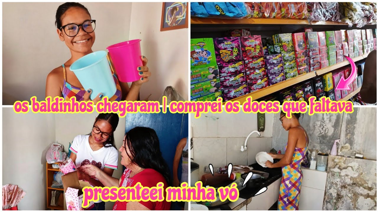Finalizei as compras de doces do aniversário | os baldinhos chegaram | presenteei minha vó 🥰💕🎉