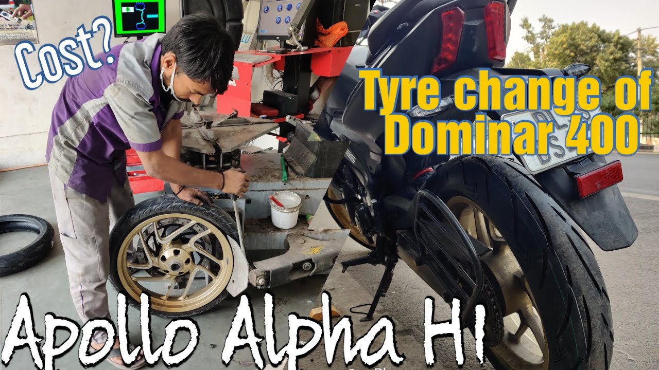 My Dominar is safer now 😍 | Installing Apollo Alpha H1 tyres in Dominar 400 | Tyre change process