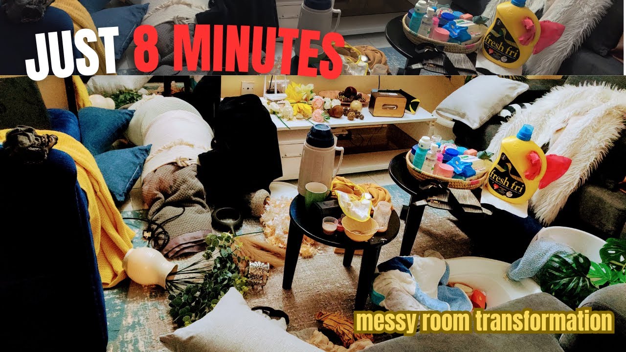 Deep Cleaning My Messy Room in Just 8 Minutes// Messy Room Transformation // Weekend Reset Routine