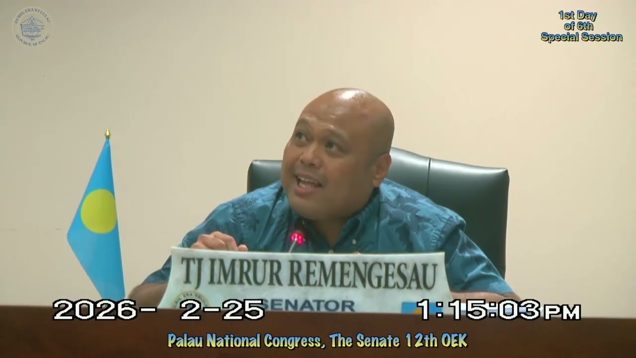 Palau National Congress | 12th OEK, The Senate 1st Day of 6th Special Session