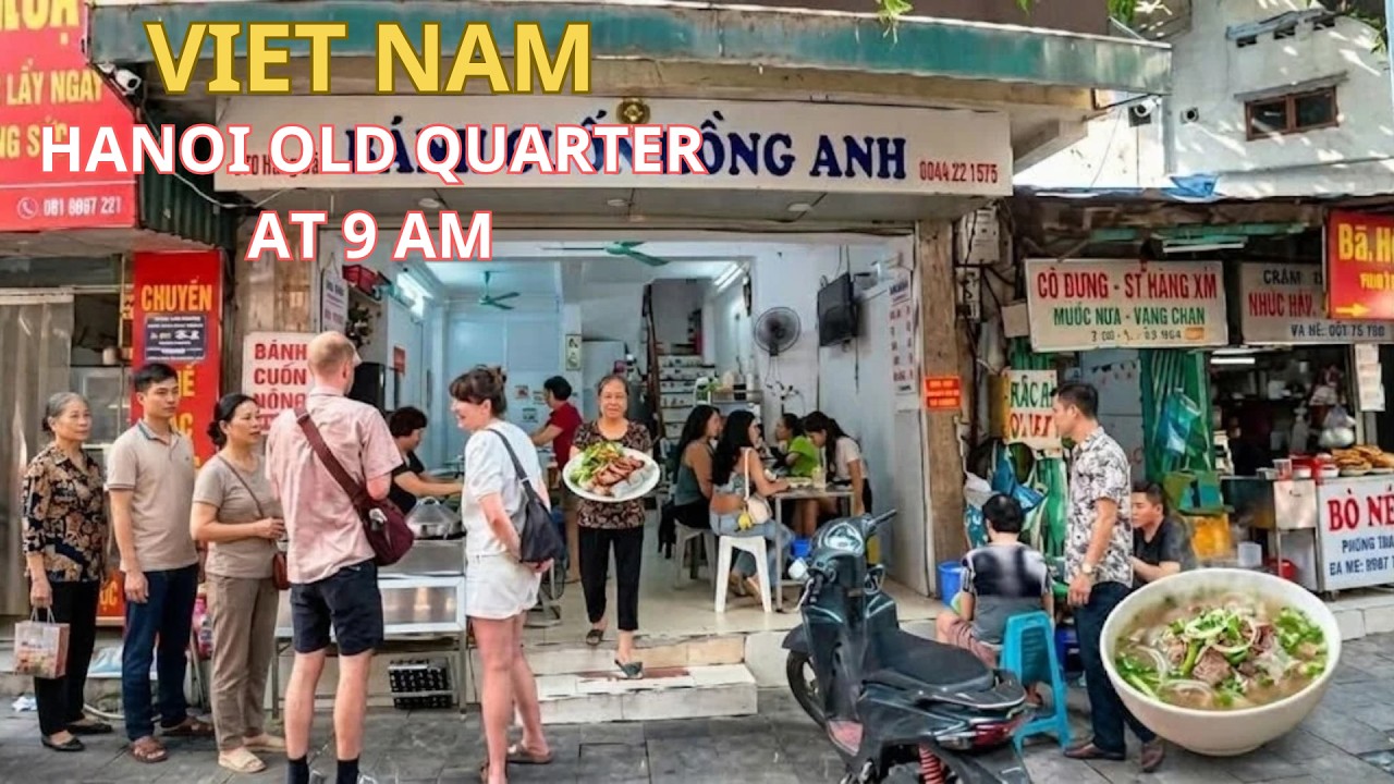 Hanoi Morning Walking Tour at 9 AM 🇻🇳 | Dong Xuan Market, Old Quarter Streets & Hoan Kiem Lake