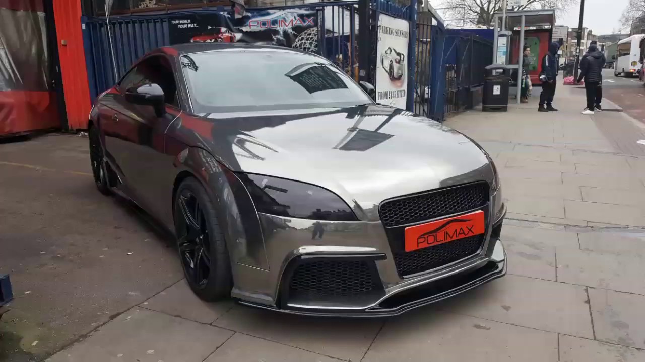 Audi TT BLACK CHROME WITH TRON REFLECTIVE  LINES  WRAPPING video Polimax @polimaxmotorsport