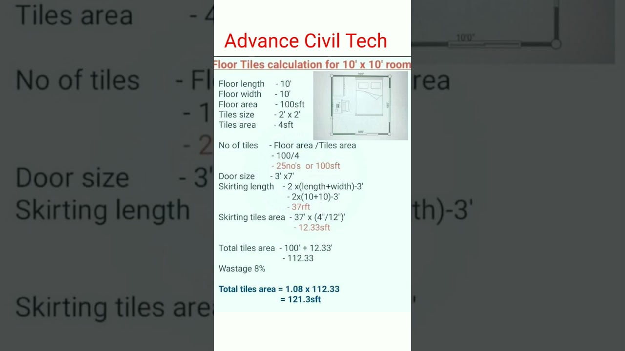 Floor Tiles Calculation for a room #short #shorts 📝🏗️🏨
