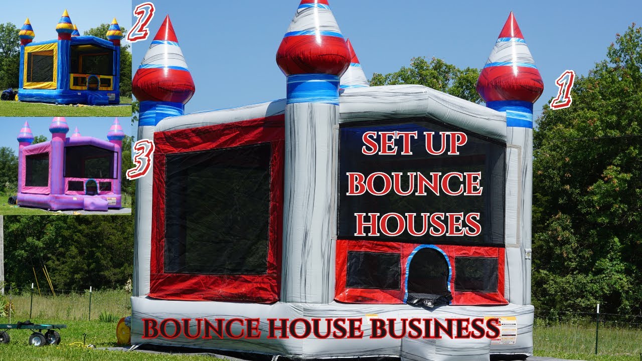 set up 3 bounce houses | bounce house business