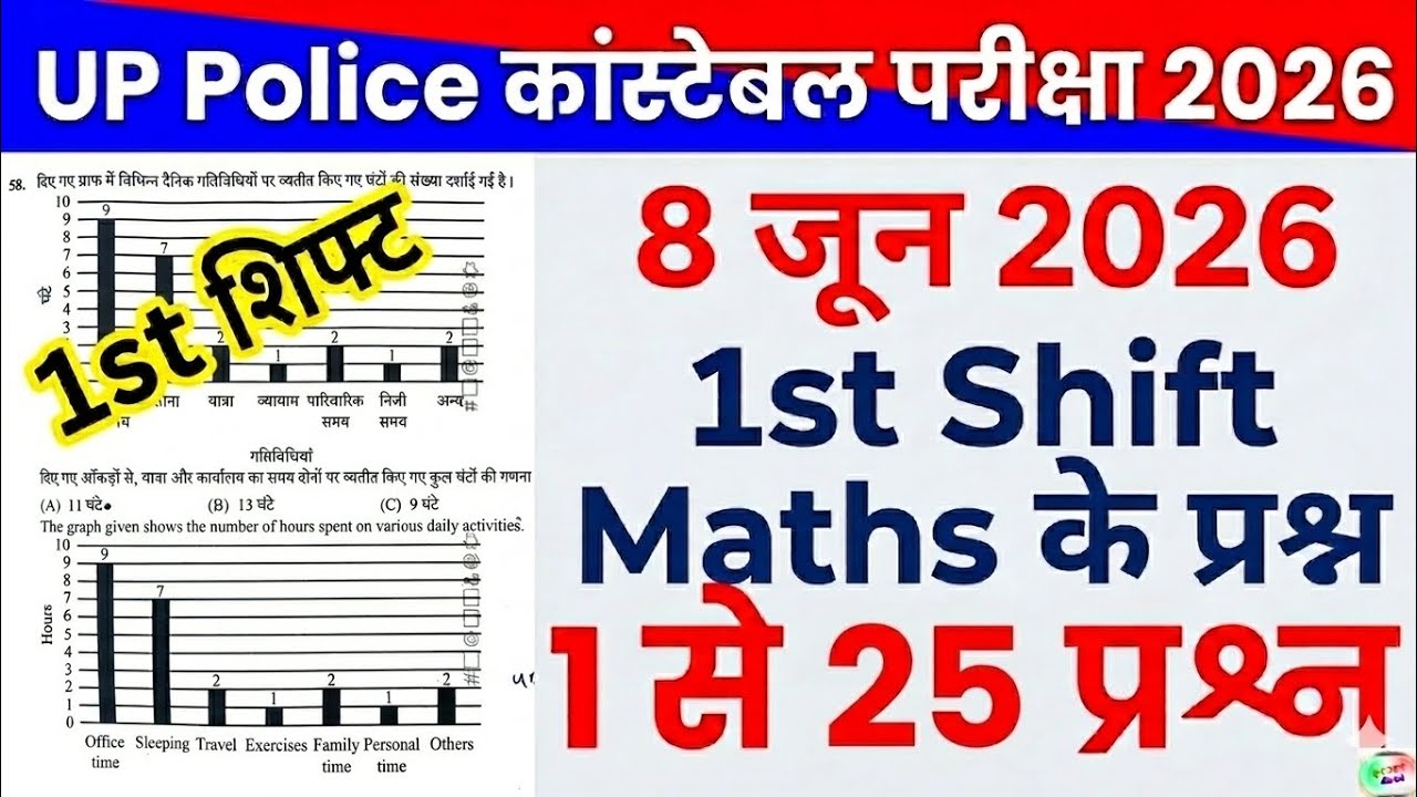 UP police constable 8 June 2026 1st shift full paper Solution answer key//up police math paper 2026