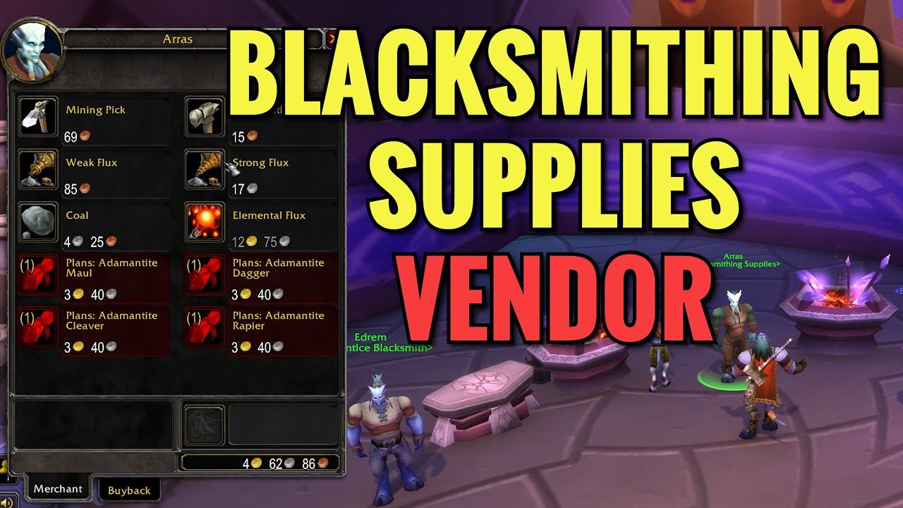 Exodar Blacksmithing Supplies Vendor Location (WoW TBC)