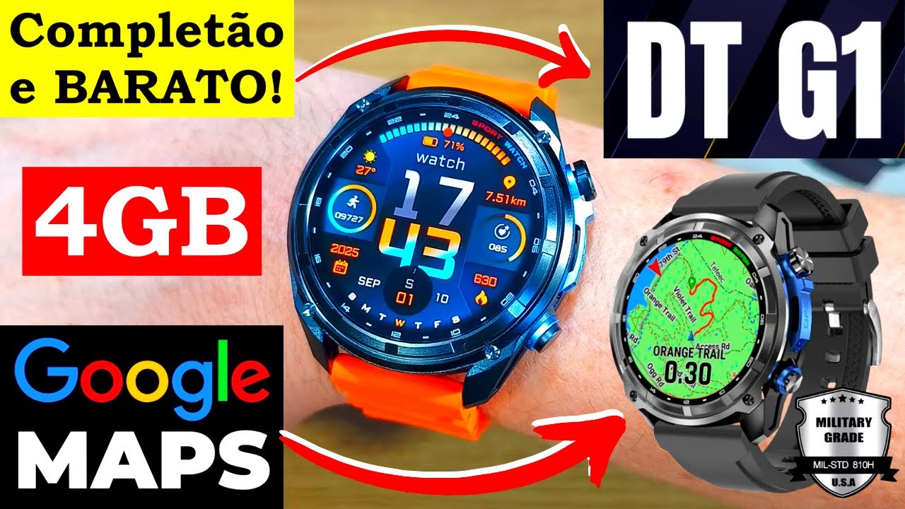 REVIEW SMARTWATCH DT G1 COM GPS, MAPAS OFFLINE, 4GB DE MEMÓRIA, 3ATM, LANTERNA LED E MUITO MAIS!