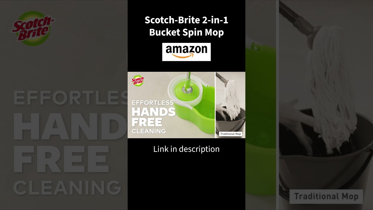 Scotch-Brite 2-in-1 Bucket Spin Mop (Green, 2 Refills), 4 Pcs